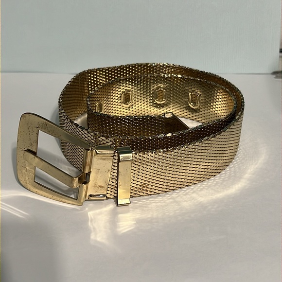 Whiting and Davis Gold Mesh Metallic Belt - Picture 4 of 4